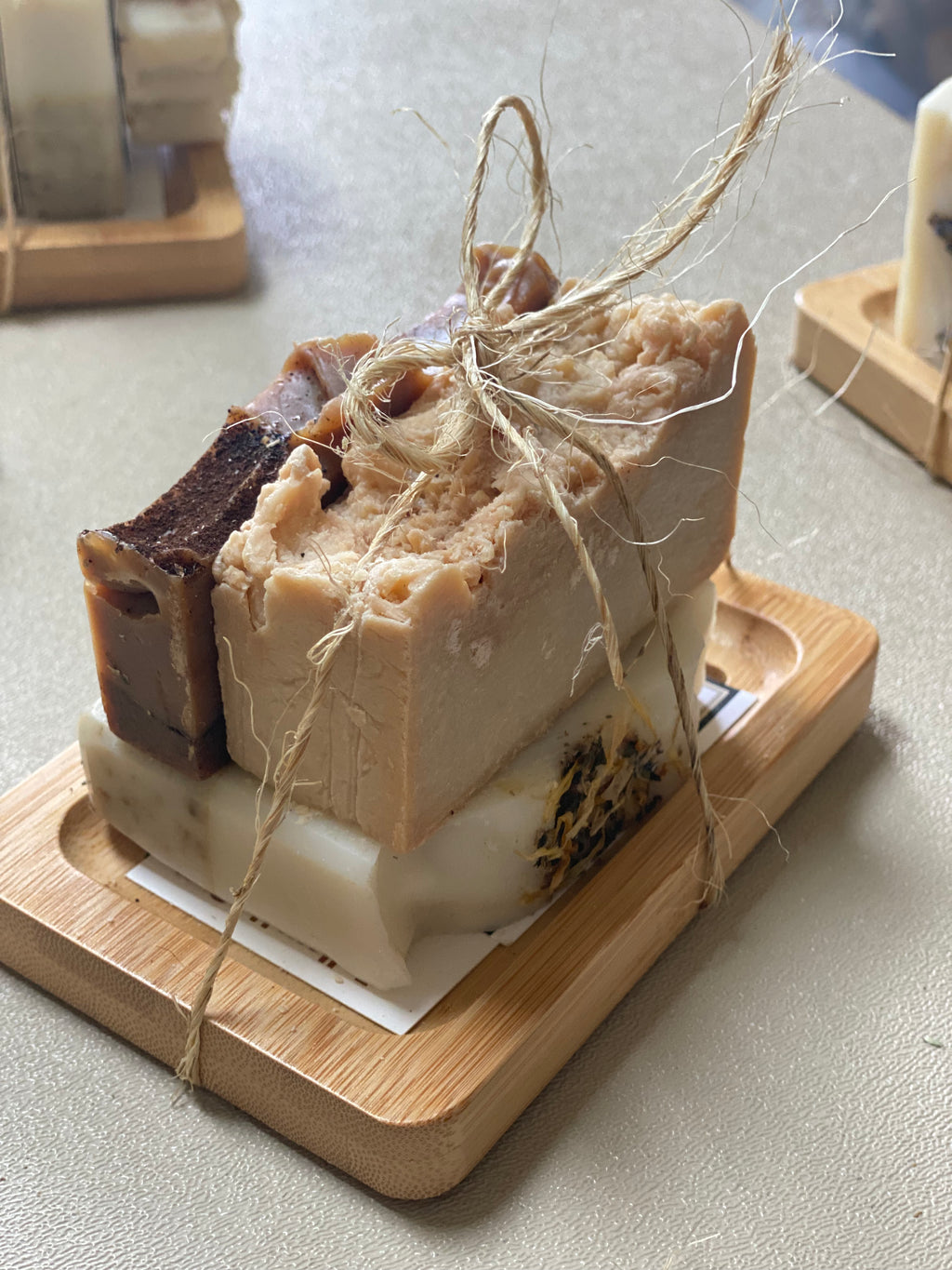 3 Soap Stack with Bamboo Dish