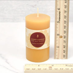 Small Round Natural Beeswax Pillar Candle