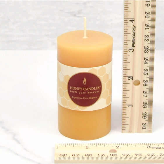 Small Round Natural Beeswax Pillar Candle