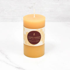 Small Round Natural Beeswax Pillar Candle