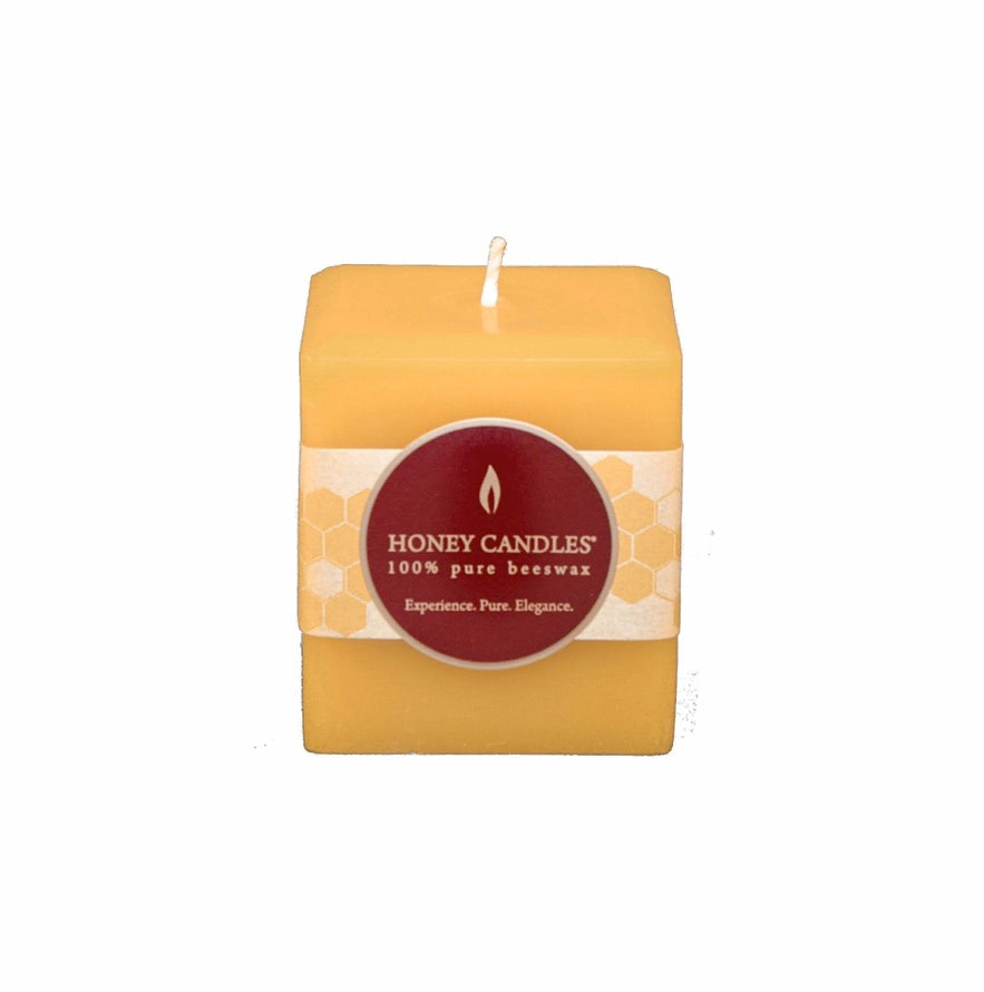 Square Natural Beeswax Pillar Candle