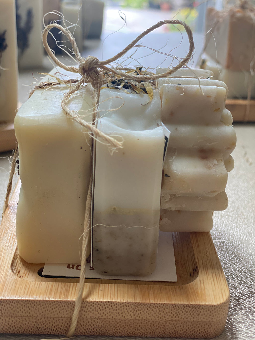 3 Soap Stack with Bamboo Dish