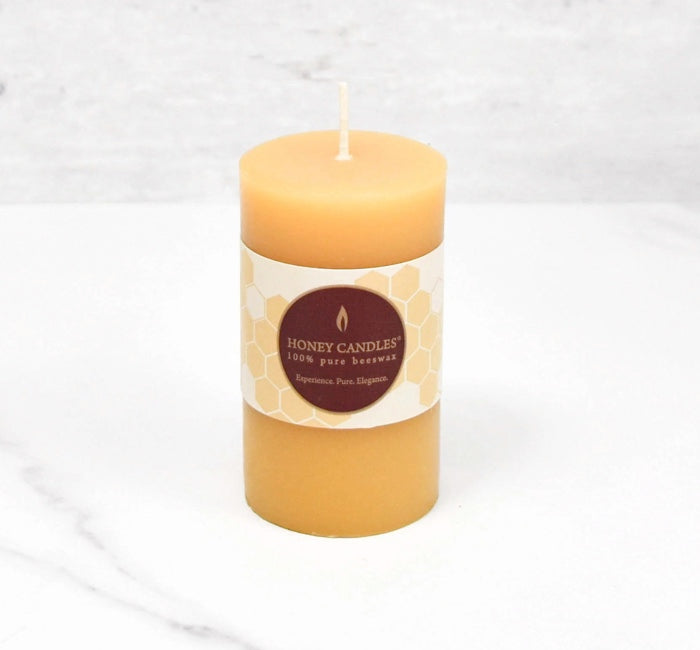 Small Round Natural Beeswax Pillar Candle